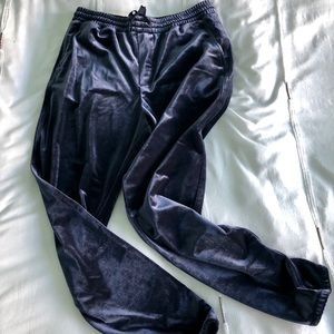 Navy velvet joggers
